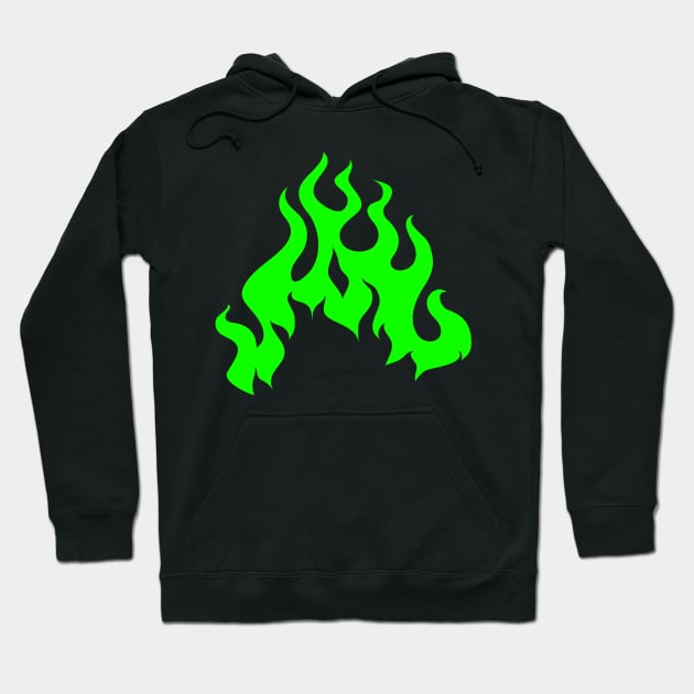 Green Hotrod Flames Hoodie by Trendy Tshirts